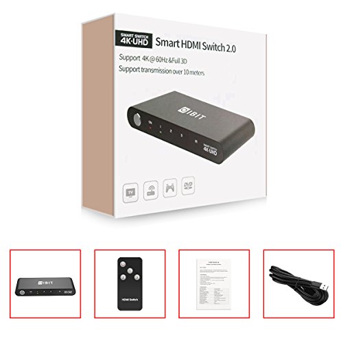 HDMI Switch 2.0, IBIT Smart 3 Port HDMI v2.0 Switcher Support 4K@60Hz UHD HDR Full 3D &HDCP 2.2 with IR Remote Control