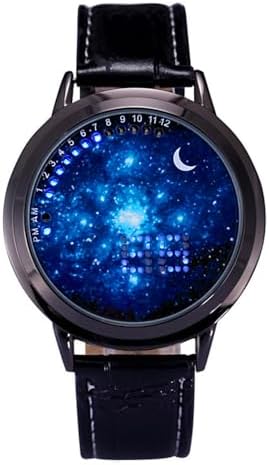 MINILUJIA LED Touch Screen Watch Unique Blue Starry Sky 44mm Dial