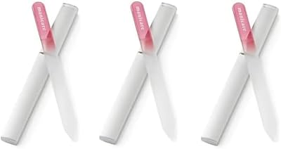 Manicare Glass Nail File Double Sided 3 Pack With Case For Natural & Artificial