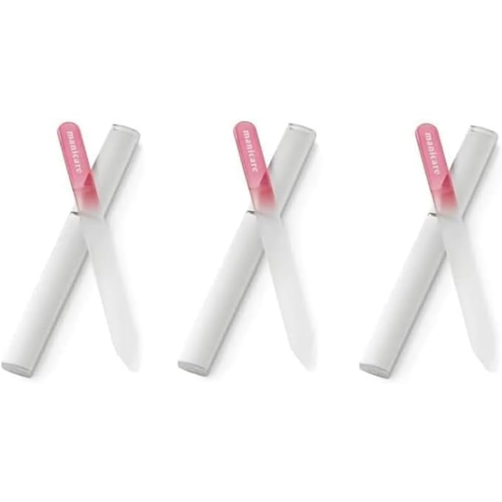 Manicare 3 Glass Nail Files, For Shaping And Styling Nails, Strong Glass File For Natural And Artificial Nails, Double Sided, Includes Protective Cases, Perfect For At Home Or On The Go Manicures