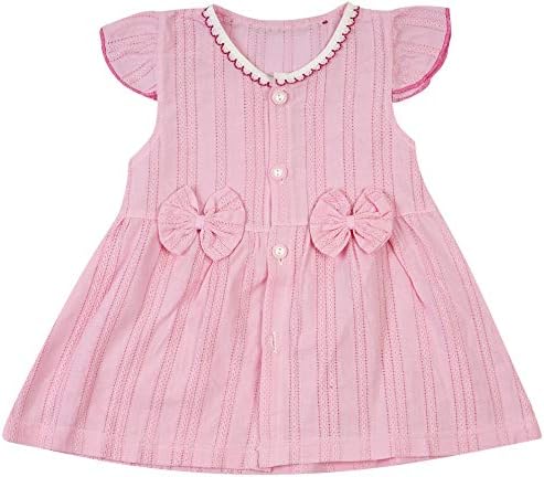 ICABLE Baby Girls Pure Cotton Knee Length Frock (Pink, 12-18 Months)