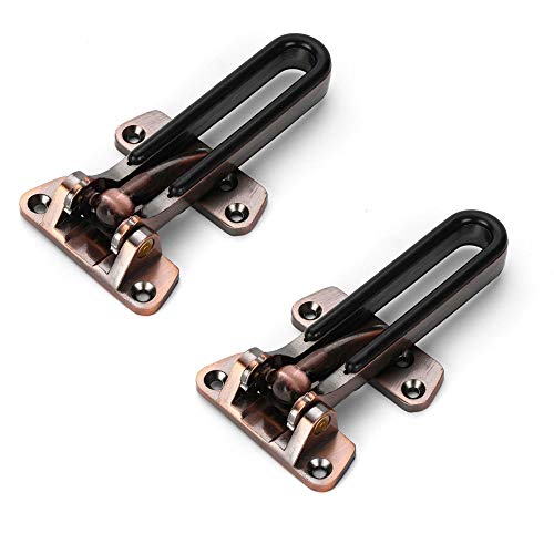 Black U Swing Bar Lock- Door Guard for Hinged Swing-in Doors,Secondary Security Lock for Home and Hotel,3-7/8" Bar Length, Zinc Alloy Die-cast (2-Pack)