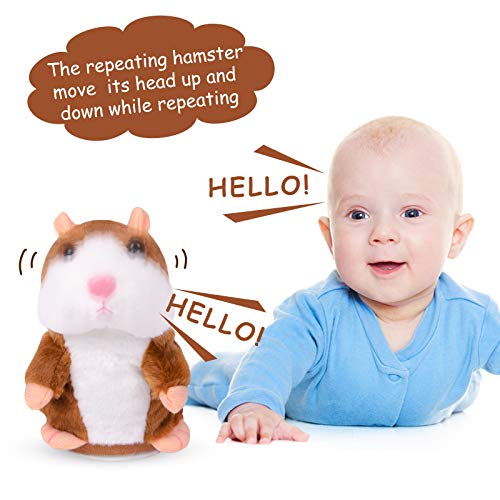Talking Hamster Plush Interactive Toys, Repeats What You Say Fun Kids Repeating Toy Best Xmas Birthday Gifts for Kids Boys Girls Toddlers