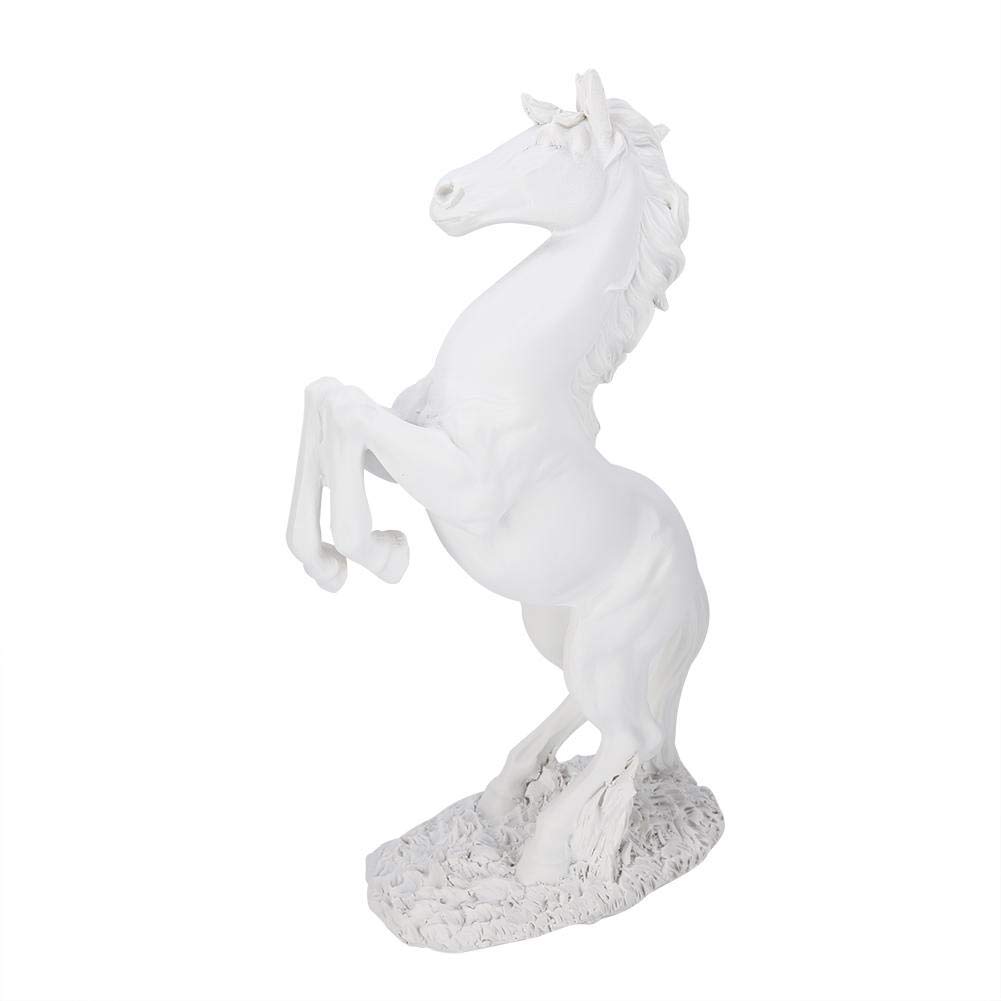 ASHATA Horse Statue Sculpture, Horse Standing Statue, Resin Lucky Gifts European White/Copper for Office Decor for Home Decor(bs-020 white)