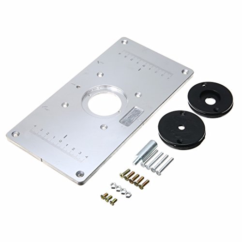 UTP Aluminum Metal Router Table Insert Plate with 4pcs Insert Rings for DIY Woodworking Tools