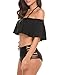 Avidlove Womens Two Piece Off Shoulder Swimsuits High Waisted Bikini Set Black, Black, Medium