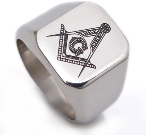 Kstyle Jewelry Stainless Steel Silver Masonic Mens Ring Size Q S V W Y R358 (11)