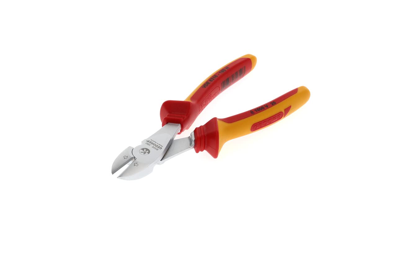 GEDORE VDE Power side cutter for hard (piano) wire up to 1.4-2 mm dia., Insulated, Electric, Length 180 mm, VDE 8316-180 H