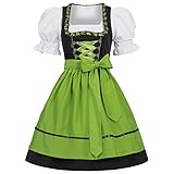 Gaudi-leathers Women's Set-3 Dirndl Pieces Embroidery Froschmaul Black/Green 38