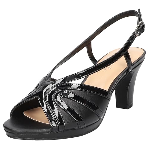 Easy Street Women Starlight Heeled Sandals, Black-Patent, 8.5 X-Wide at Amazon