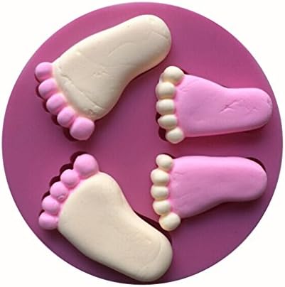 FLYMOR 3D Cake Mold Baby Foot Shape Silicone Fondant soap Mold,Pink