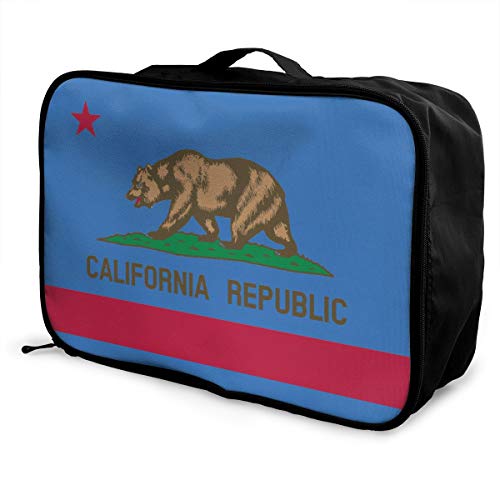 MichaelHoltz America Flag of California Special Travel Carry On Duffel Bag Lightweight Capacity Portable Luggage Bag Tote Bag Black