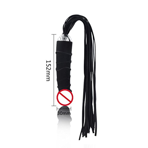 Suppion 1 PCS Adult Toys Sex Whip SM Toy Flogger Cat Nine Tail Adult Alternative Silicone Handle Tawse (Black)