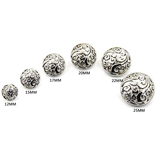 10 pcs Hollow Metal Sewing Button - 25mm Suit Button Set for Blazer, Suits, Coat, Uniform, Jacket,Silver,Q361