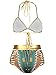 Tooklanet Women's South African Dashiki Metallic Cutout High Waist Bikini Sets Swimsuit Green L