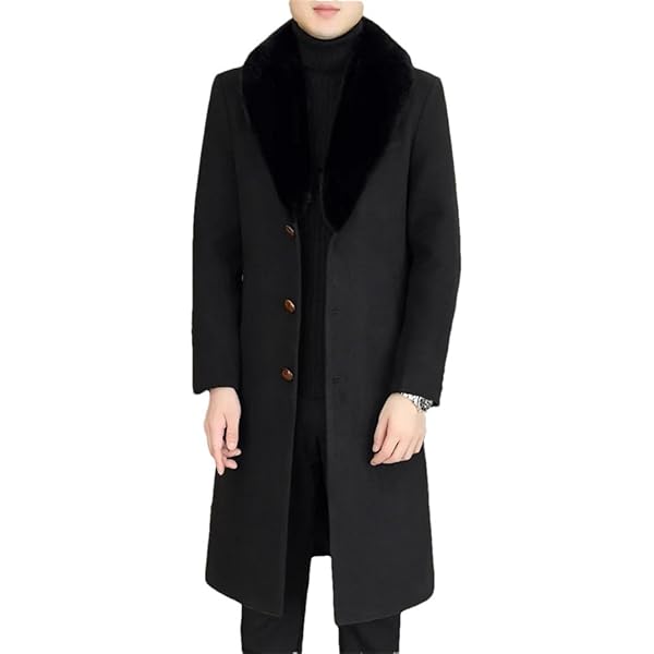 ZYTECO Men's Wool Blend Trench Coat Notched Collar Slim Fit Pea