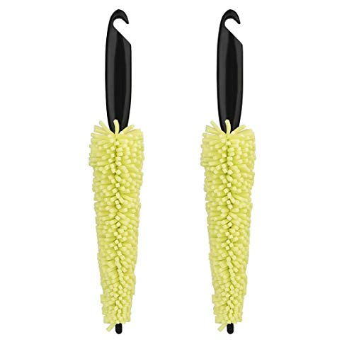 Voberry@ Sponge Car Wheel Cleaner Brush, Car Wash Sponges Tools, Plastic Handle Car Washing Brush Tire Rims, Vehicle, Motorcycle, Bicycle, Engine, Exhaust Tip (Yellow) (2)