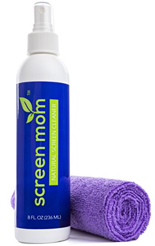 Screen Mom Screen Cleaner Kit 8oz (2-Pack) Best LED & LCD TV, Computer Monitor, Electronics, Phone, Laptop Cleaning, iPad Flat Screen -Includes (2) 8oz Spray Bottles & Large Microfiber Cloths
