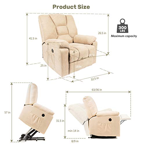 oneinmil Electric Power Lift Recliner Chair, Linen Recliners for