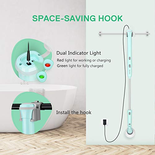 Homitt Electric Spin Scrubber, Bathroom Scrubber with 4 Replaceable