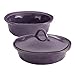 Rachael Ray Cucina Stoneware 3-Piece Round Casserole & Lid Set, Lavender