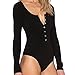 Fancyqube(TM) Women's Deep V Neck Long Sleeve Bodycon Jumpsuits Bodysuits Black S