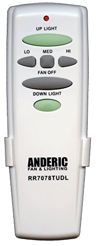 Anderic Replacement for Hampton Bay UC7078T with Up/Down Light Keys includes Wall Mount for Hampton Bay Ceiling Fans + 1 Year Warranty - CHQ7078T, UC7078T FAN-HD - RR7078TUDL