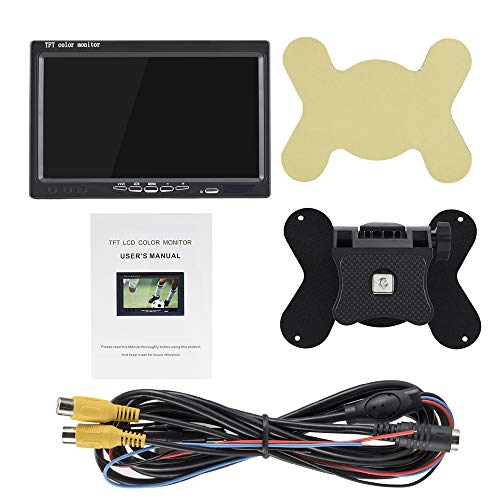 ATian 7 Inch Tft-LCD Car Monitor 2 Video Input Car Rearview Headrest Monitor DVD VCR Monitor with Remote and Stand & Support Rotating The Screen 800x480 RGB 8pin Connect