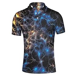 HUGS IDEA Colorful Lightning Golf Shirts for Men