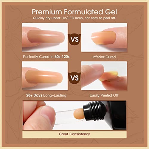 ROSALIND 60ML POLY NAIL GEL FALL COLOR, BROWN POLY EXTENSION POLY NEUTRAL COLOR GEL BUILDER NAIL QUICK BUILDING ACRYLIC NAILS LIGHT BROWN POLY EXTENSION GEL POLY THICKENING FALL NAIL