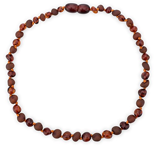 Amber Teething Necklace for Babies (Unisex) (Cognac Raw & Polished) - Anti Inflammatory, Drooling & Teething Pain Reduce Properties - Natural Certificated Oval Baltic Jewelry with The Highest Quality - Thumbnail 2