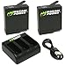 Wasabi Power Battery (2-Pack) & Triple Charger for GoPro HERO5, HERO 5 Black (v03 for Firmware v01.55, v01.57, v02.00 and All Future Updates)