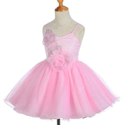 Dressy Daisy Girls Diamante Sequin Tulle Flower Girl Dresses Party Pageant Dress Size 4T Pink