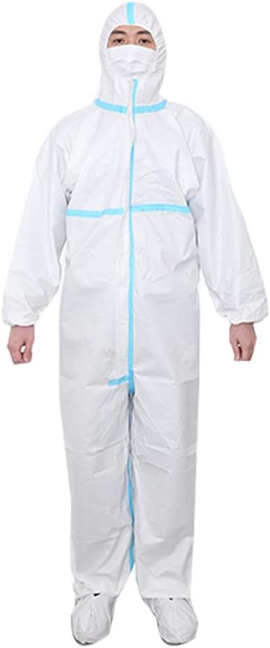 HOUSEHOLD L-DJJ Comfortable fit, Sanitary Protective Clothing Disposable Isolation Breathable Membrane Non-Woven Isolation Overalls Used In Medical Institutions,Clinics,For home (Size : 165)