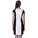 Weixinbuy Women's Short Sleeve Slim Fit Office Lady Mini Dress Black White