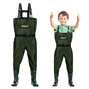 Magreel Waders Pêche Enfant, Chasse Waders Poitrine Avec Bottes En Nylon/pvc, Taille Ajustable Pour Garçons Et Filles De L’âge 2-13