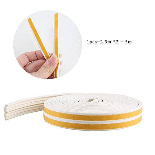 Door Weather Stripping, Dayree 2pcs 5m E Type EPDM Window Seal Strip with Strong Tape for Door, Window, Garage and Cabinet Dustproof, Anti-Collision - Thumbnail 2