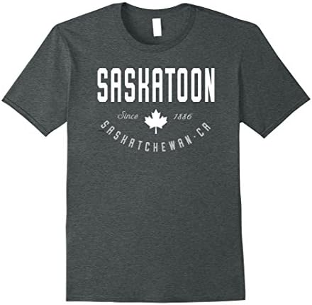 Mens Saskatoon Shirt Saskatchewan Canada Maple Leaf Canadian Gift XL Dark Heather