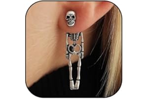 YOOESTORES82 Halloween Earrings Gothic Skeleton Unique Earrings Punk Human Skull Funny Earrings Ghost Groom Bride Front Back Stud Earrings for Women