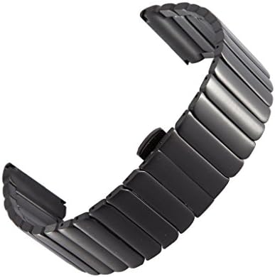 Yishun Metal Watch Band Bracelet Deluxe Stainless Steel Watchband Strap for Pebble Time Smart Watch, Polishing Metal Watchband with Butterfly Buckle, Quality Connector (Black)