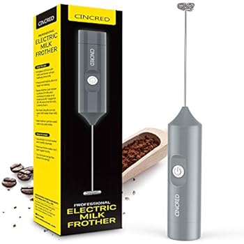 Updated 2019 Version Milk Coffee Frother Handheld Battery Operated Electric Frothing Wand Foam Maker For Latte, Cappuccino, Hot Chocolate, Frappe, Durable Drink Mixer (Gray)