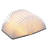 Excelvan USB Rechargeable Magnetic Wooden Folding LED Night Book Light 2500mAh Lithium Batteries Desk Table Lamp, Warm White Light