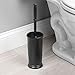 mDesign Plastic Compact Toilet Bowl Brush, Round Slim Wastebasket, Garbage Can/Recycling Bin Combo - Bathroom Cleaning/Storage, Holds Tissue, Cotton Balls, Trash, Hyde Collection, Set of 2, Black