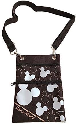 Disney Mickey Mouse Multi Purpose Shoulder ID Holder Bag, Black and Silver