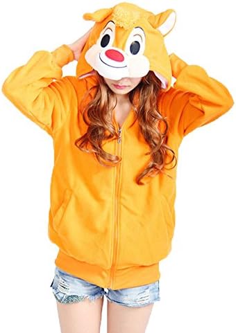 OLadydress Long Sleeves Hooded Living Animal Sweatshirts With Zipper Side Pockets SQRL-OR X-Large