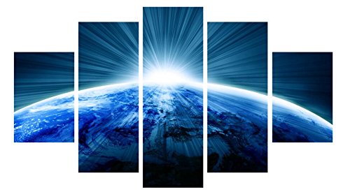 5 panel modern oil painting space overlooking earth dec…