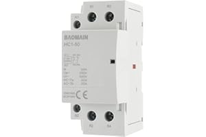 Baomain 110V AC 2-Pole Modular Contactor, 50A 2NC Normally Closed, DIN Rail Mount for HVAC, Motor, Pump & Lighting Control BCT-50/02, HC1-50/02-110VAC
