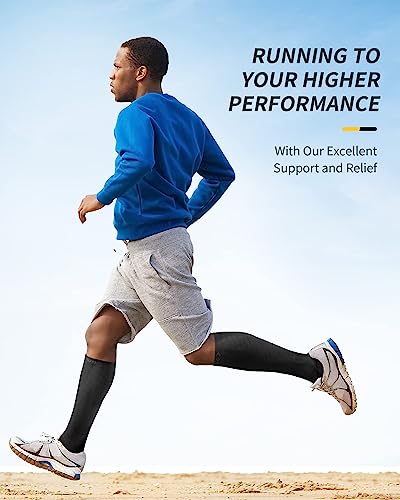 CAMBIVO 2 Pairs Graduated Compression Socks for Women and Men 20-30 mmHg, Elastic Compression Non-Slip Socks for Sports, Running, Recovery, Anti-thrombus, Varicose Veins, Airplane Travel