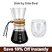 OAMCEG Pour Over Coffee Maker, 20 OZ Borosilicate Glass Carafe and Reusable Stainless Steel Permanent Filter Manual Coffee Dripper Brewer with Real Wood Sleeve