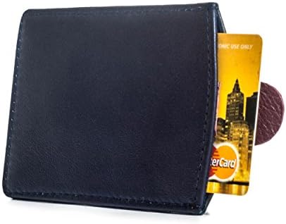 Ultra Slim Leather Wallet Case Credit Card Holder Sleeve Pull Tab (Navy Blue, Forest Green, Maroon)